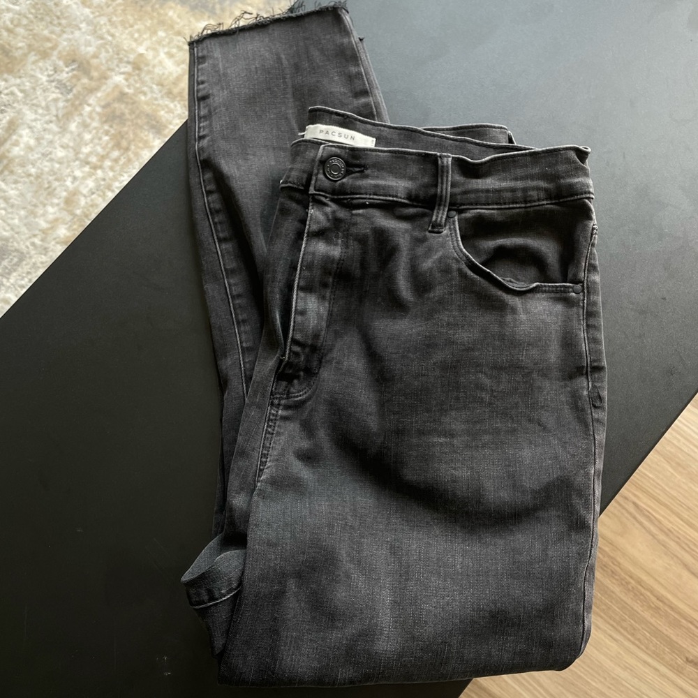 Pacsun High Rise Black Distressed Ankle Jegging